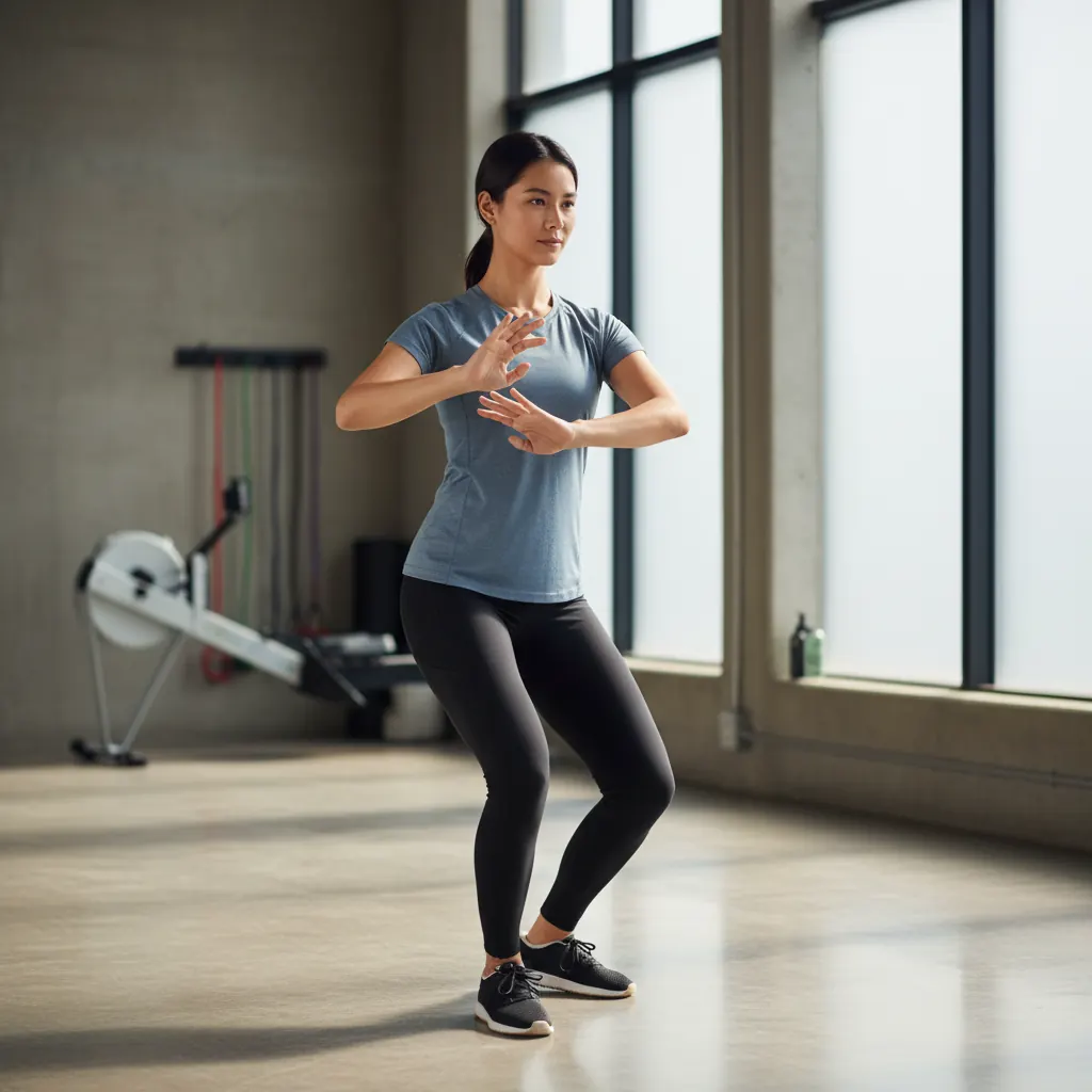 Member warming up in a bright training space